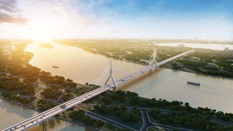 Cầu Tứ Liên sẽ kết nối trung tâm Thủ đô tới Đông Anh và sân bay quốc tế Nội Bài